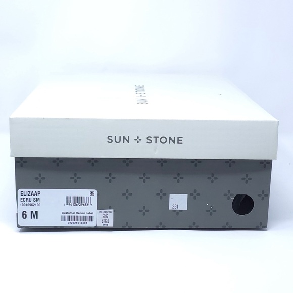 Sun + Stone Ankle Boots Eliza Ecru Faux Leather Almond Toe - Picture 11 of 11